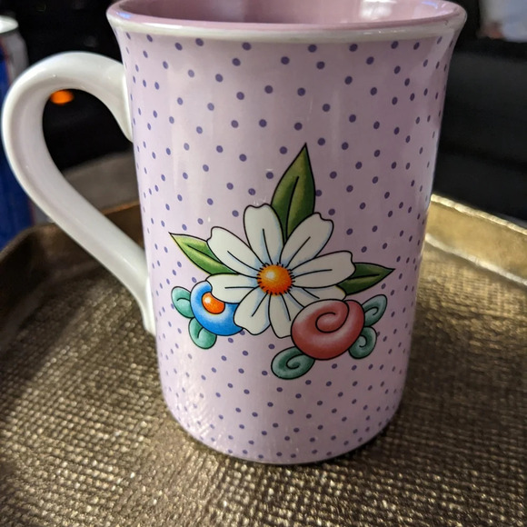 Mary Engelbreit Mug Initial H Purple Lavender Blue House Heart Floral Whimsical - Picture 5 of 7